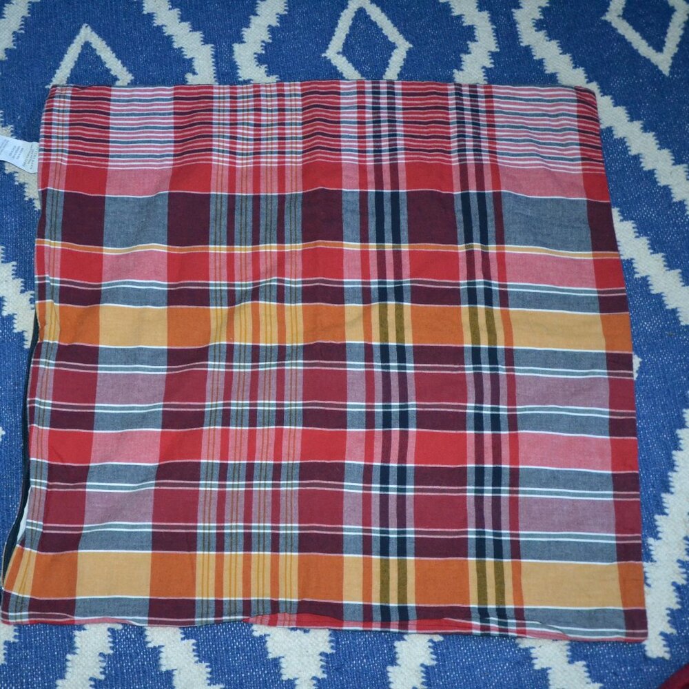 Pottery Barn Quinn Plaid Madras 24" X 24" Pillow Cover 100% Cotton SUMMER!